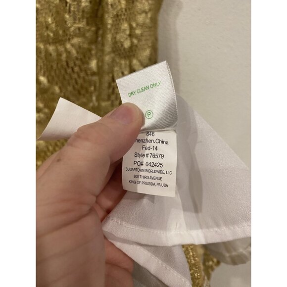 Lilly Pulitzer Eaton Dress Womens 6 Gold Metallic Lace Sleeveless Shift Party - Picture 5 of 6